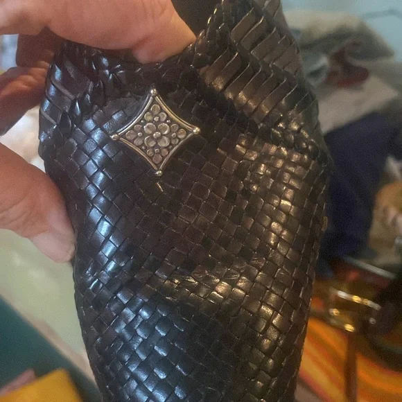 Brighton Abby Woven Leather Black & Brown Slip on Sandal - Sz 10M - Picture 2 of 11